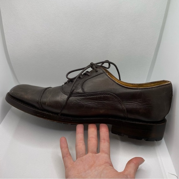 Frye Bowery Bal Cap Toe Lace Up Oxfords Shoes Brown Red 3480533 Dress Leather - Picture 8 of 14